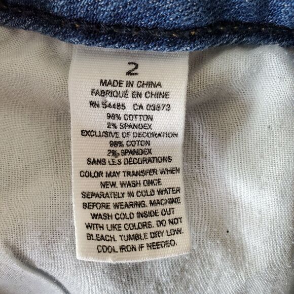 American Eagle Womens SZ 2 Cutoff Denim Jean Shorts Dark Wash Distressed Stretch - Picture 4 of 7